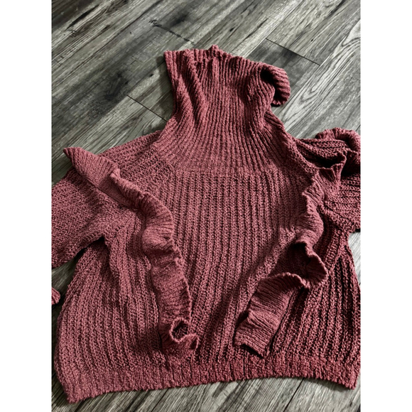 Express Size Small Taupewine Chunky Knit Sweater CowlNeck and/or Off Shoulder - Picture 1 of 6